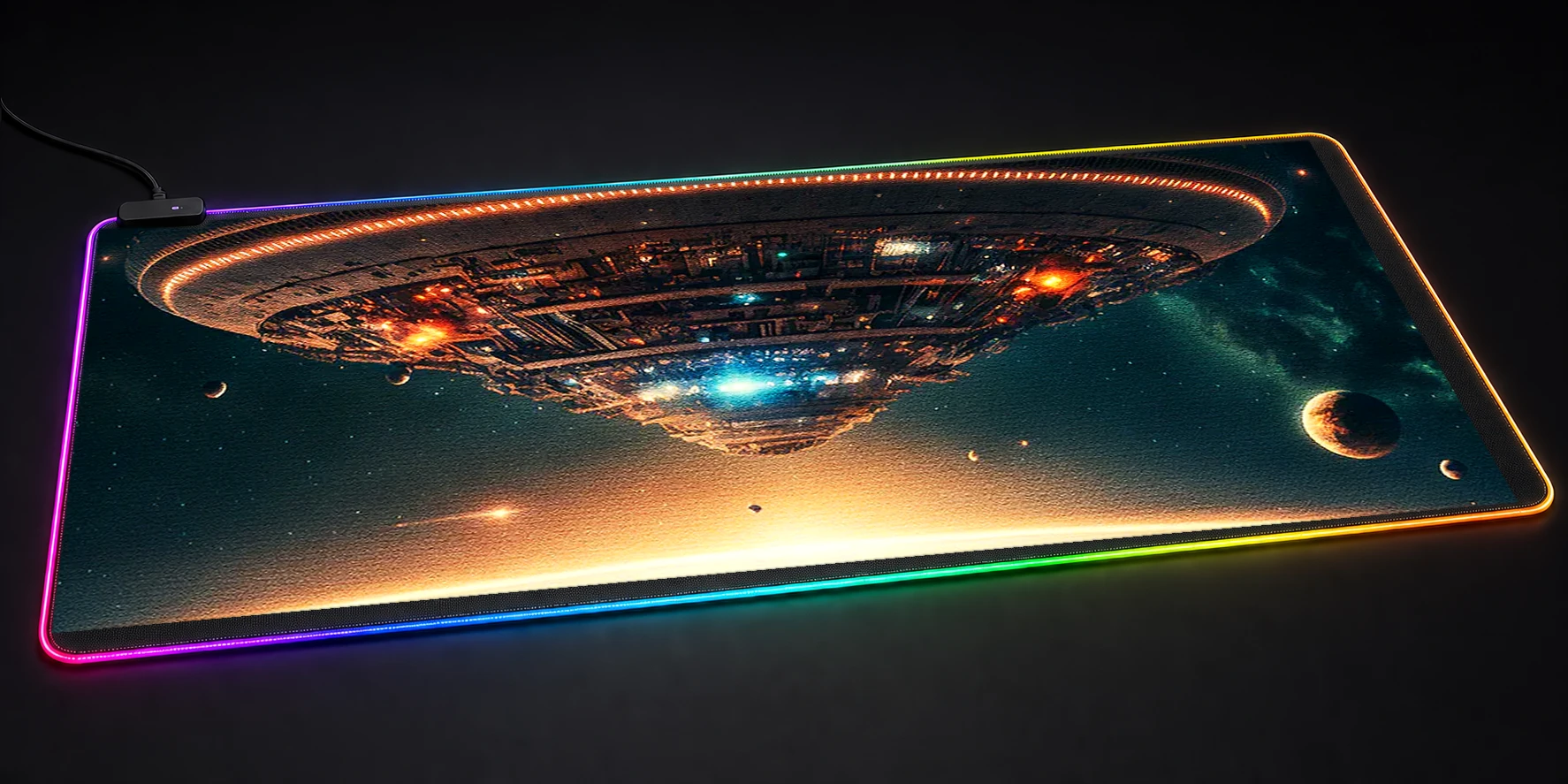 UFO invade interstellar RGB Desk Mat RGB desk mat