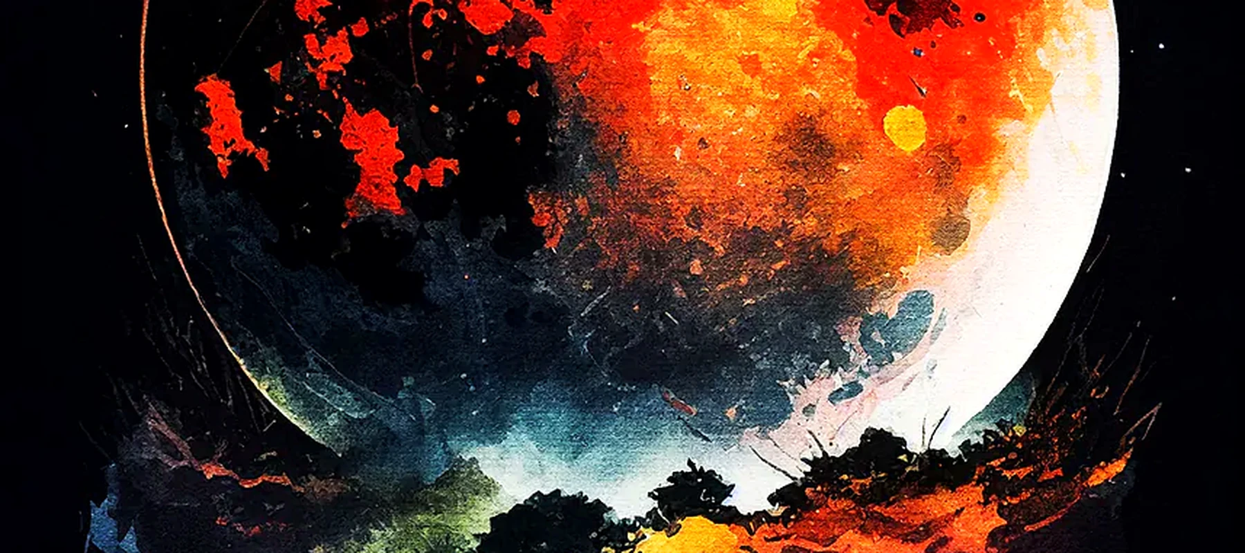 Splatter The Moon RGB Desk Mat full-width design preview