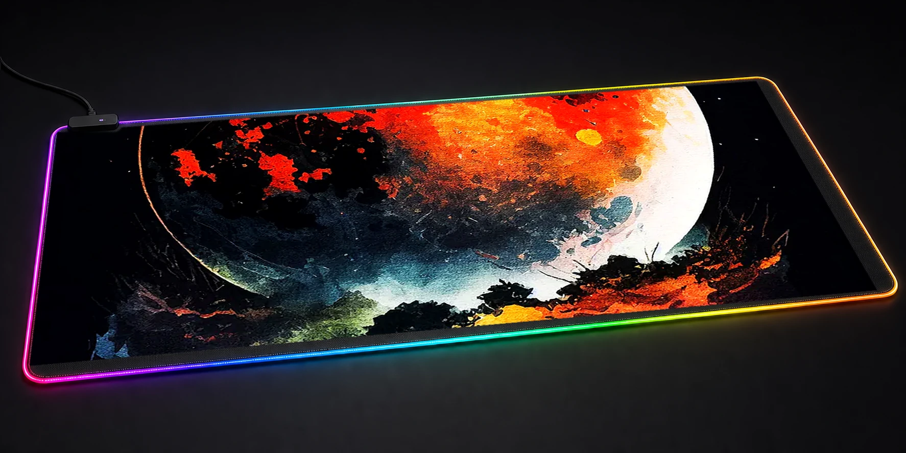 Splatter The Moon RGB Desk Mat RGB desk mat