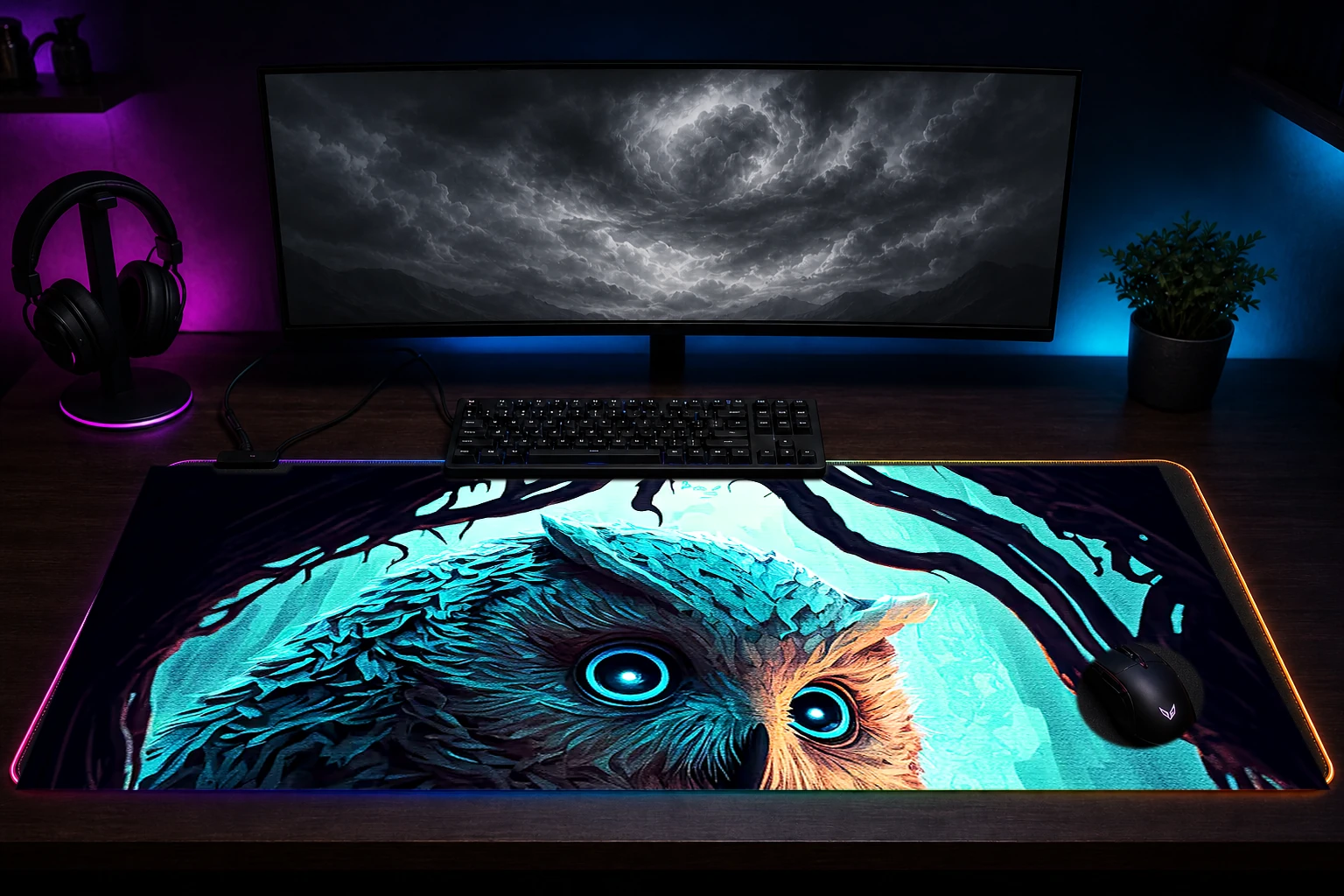 Fairy Tales RGB Desk Mat immersive setup scene
