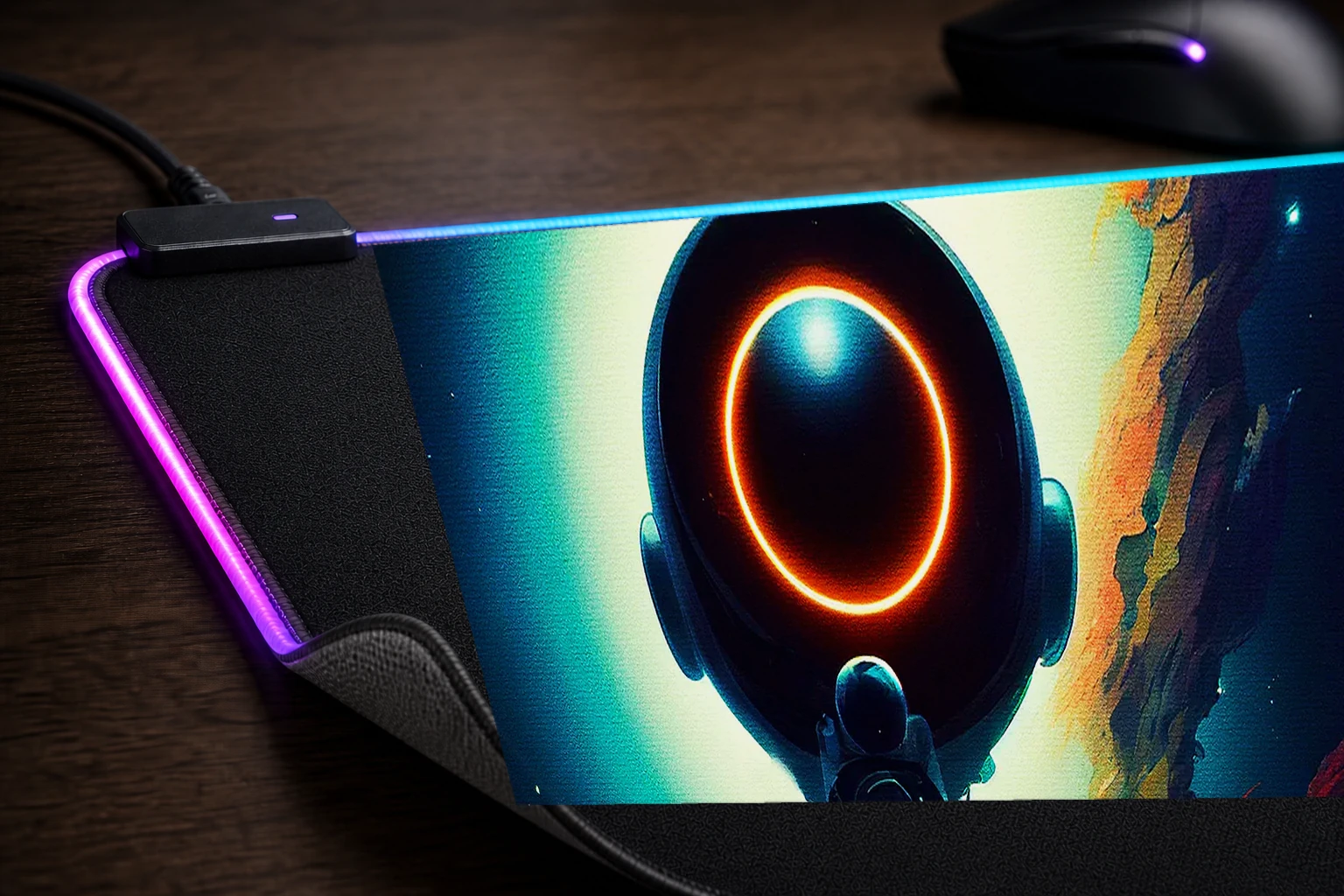 Fantasy Alien RGB Desk Mat controller and material detail