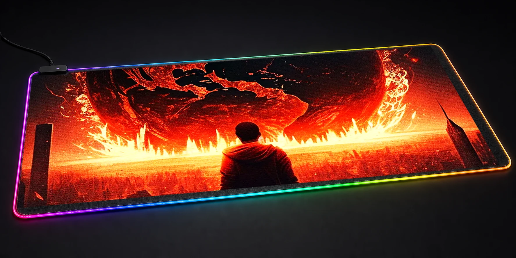 The world is on fire RGB Desk Mat RGB desk mat