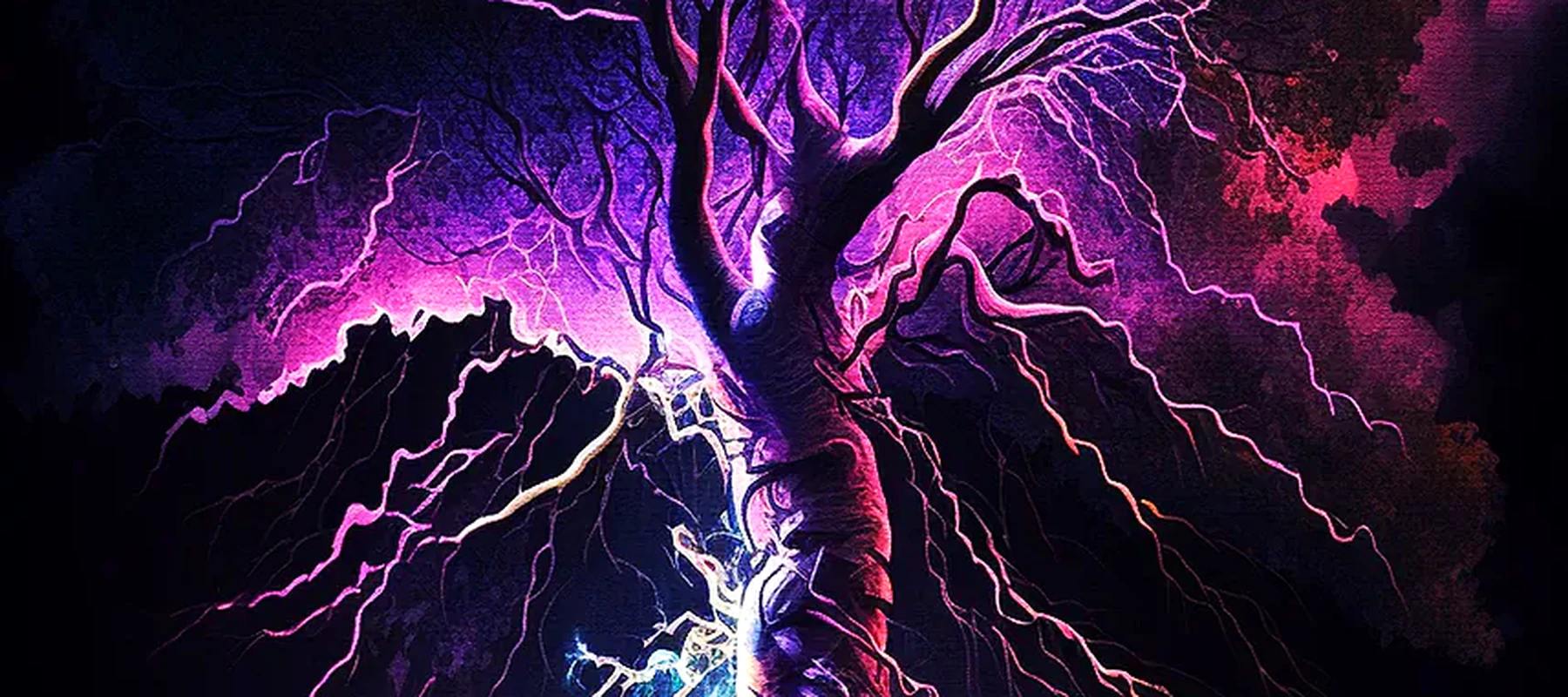 Abstract lightning strike RGB Desk Mat full-width design preview