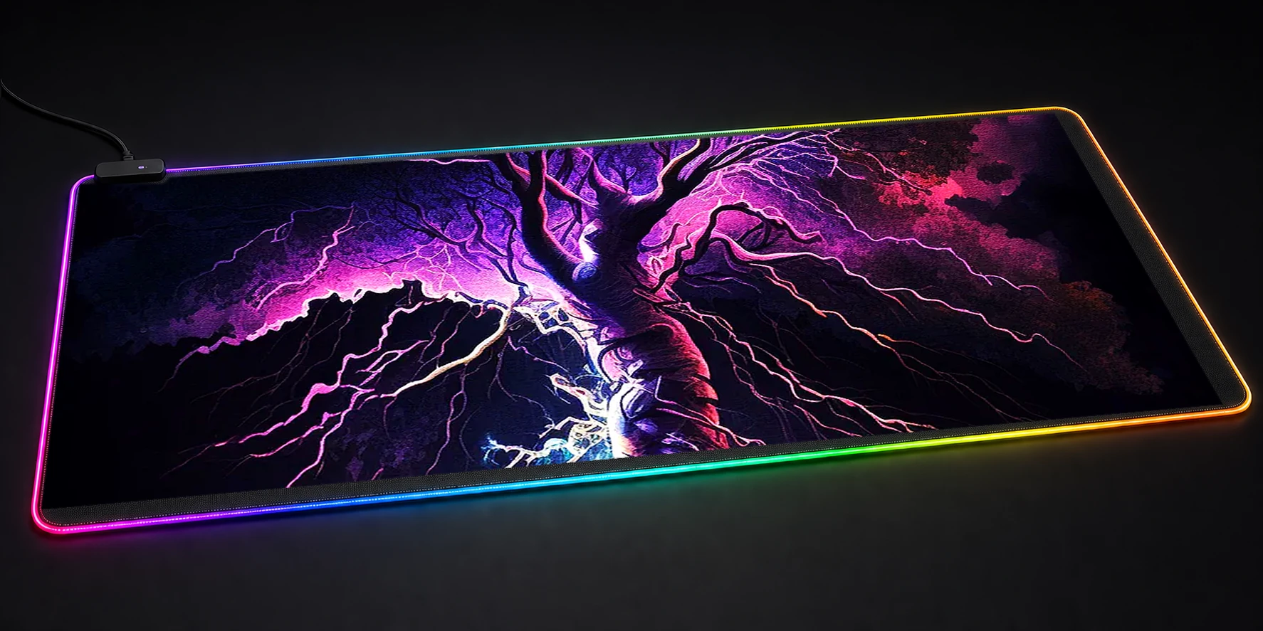 Abstract lightning strike RGB Desk Mat RGB desk mat