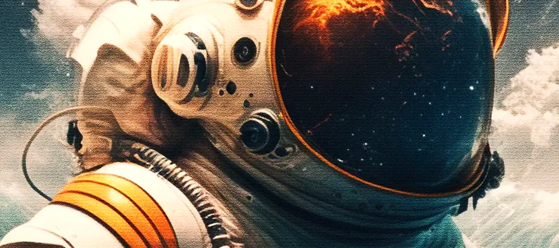 Astronaut in Ocean RGB Desk Mat full-width design preview
