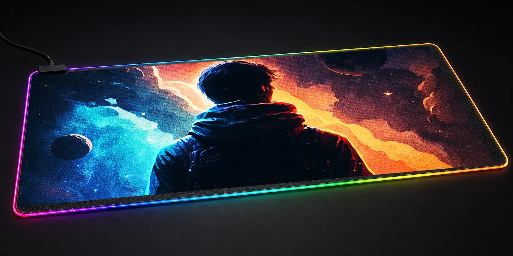 Staring at the planets RGB Desk Mat RGB desk mat
