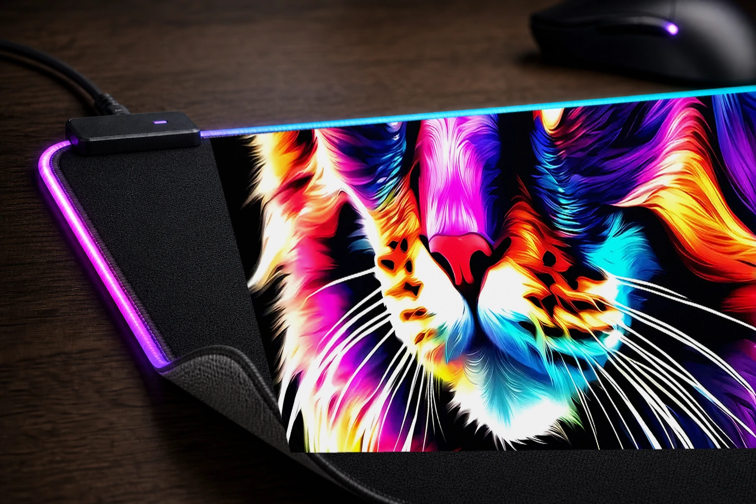 Cat RGB Desk Mat controller and material detail