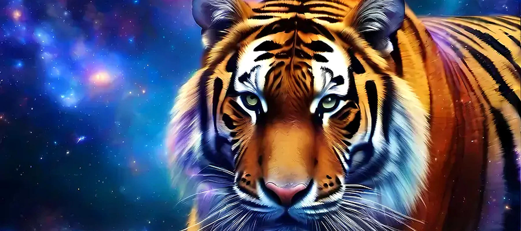 Space Tiger RGB Desk Mat full-width design preview
