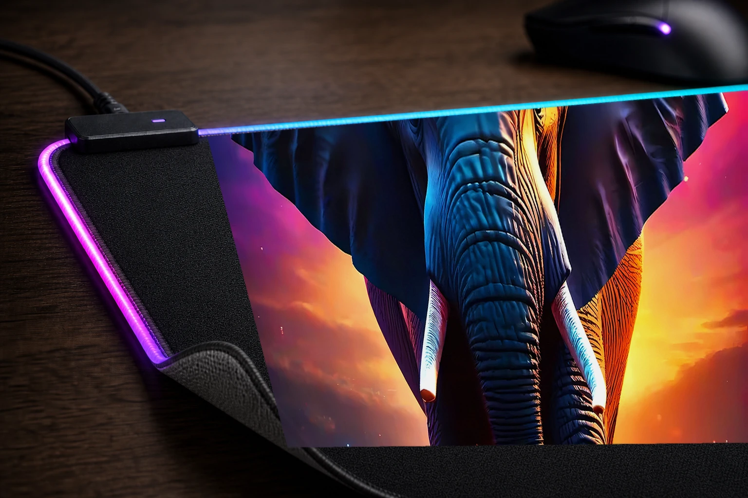 elephant RGB Desk Mat controller and material detail