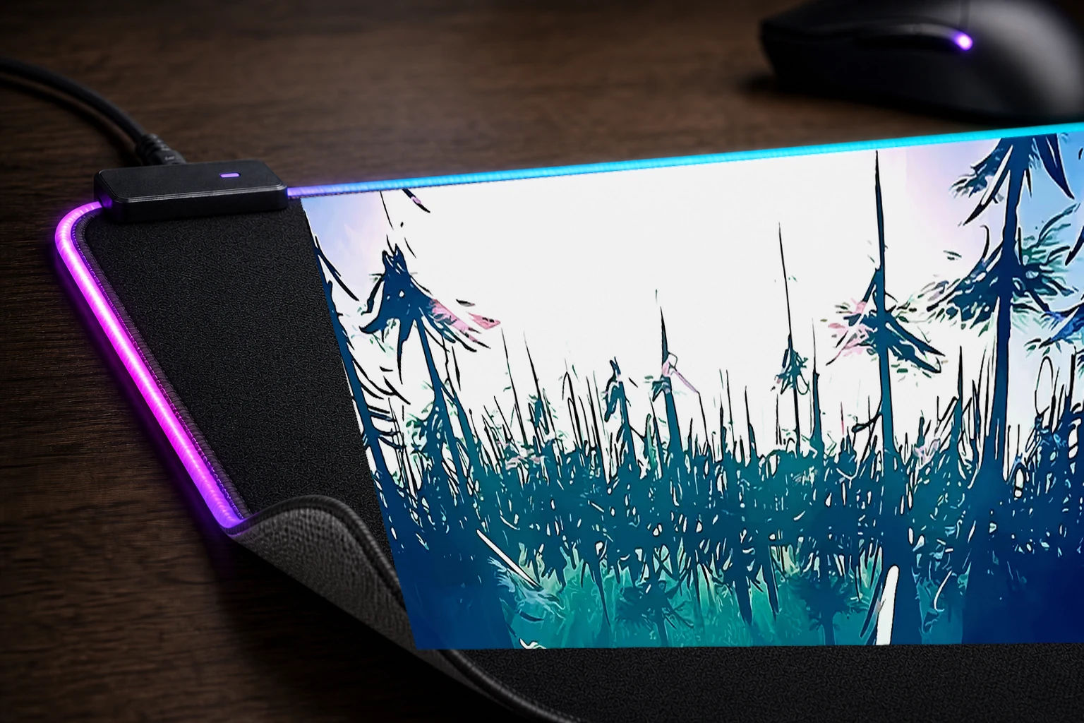 Outer wilds Landscapes RGB Desk Mat controller and material detail