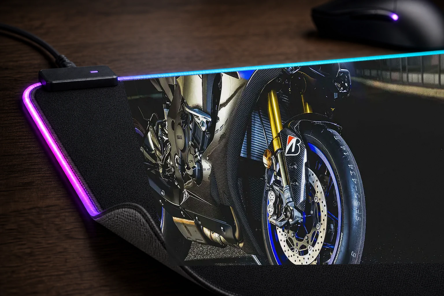 Yamaha R1 RGB Desk Mat controller and material detail