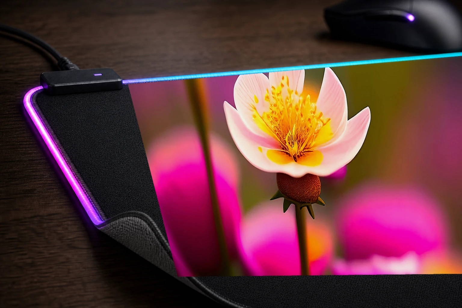 flower art RGB Desk Mat controller and material detail