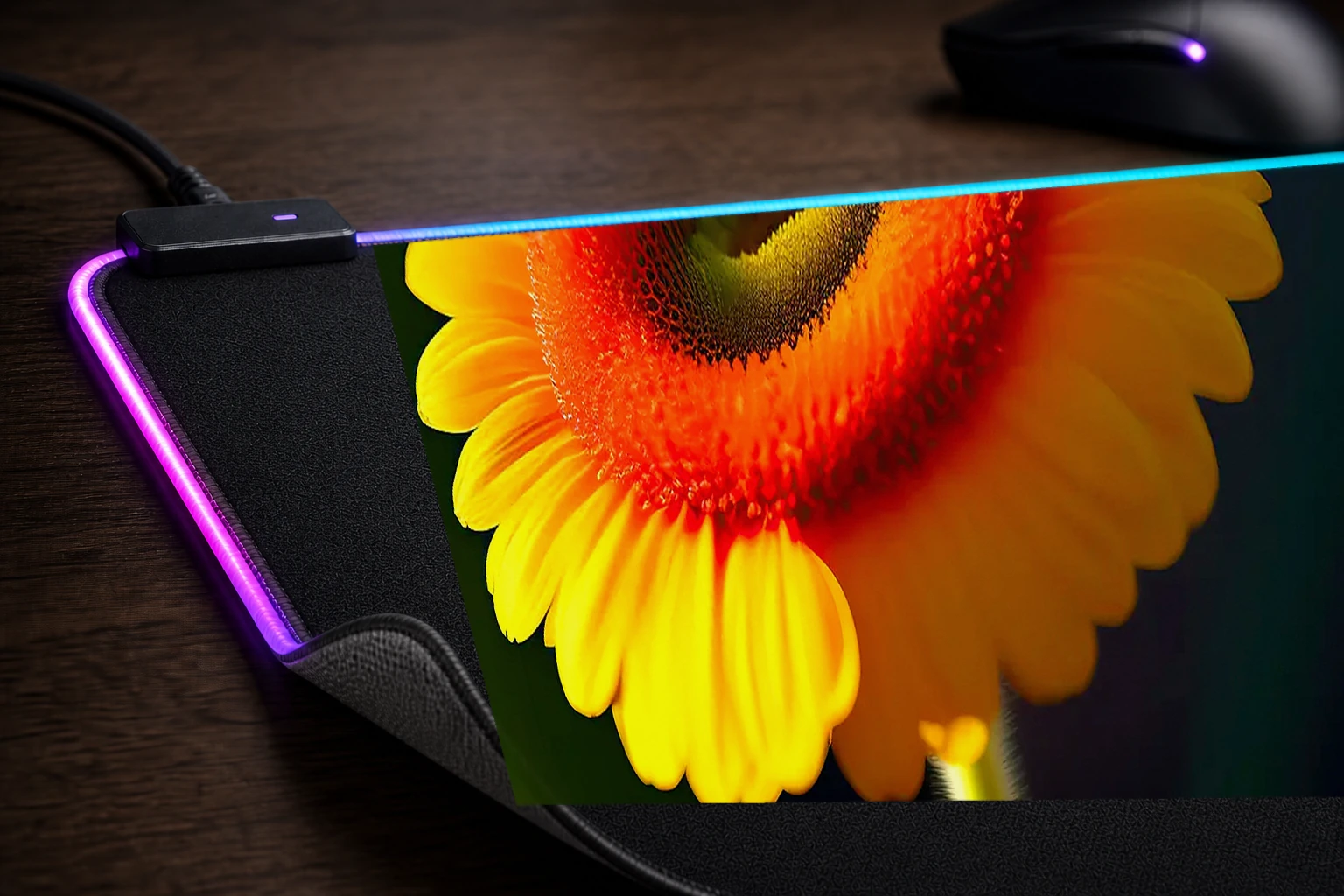 flower art RGB Desk Mat controller and material detail