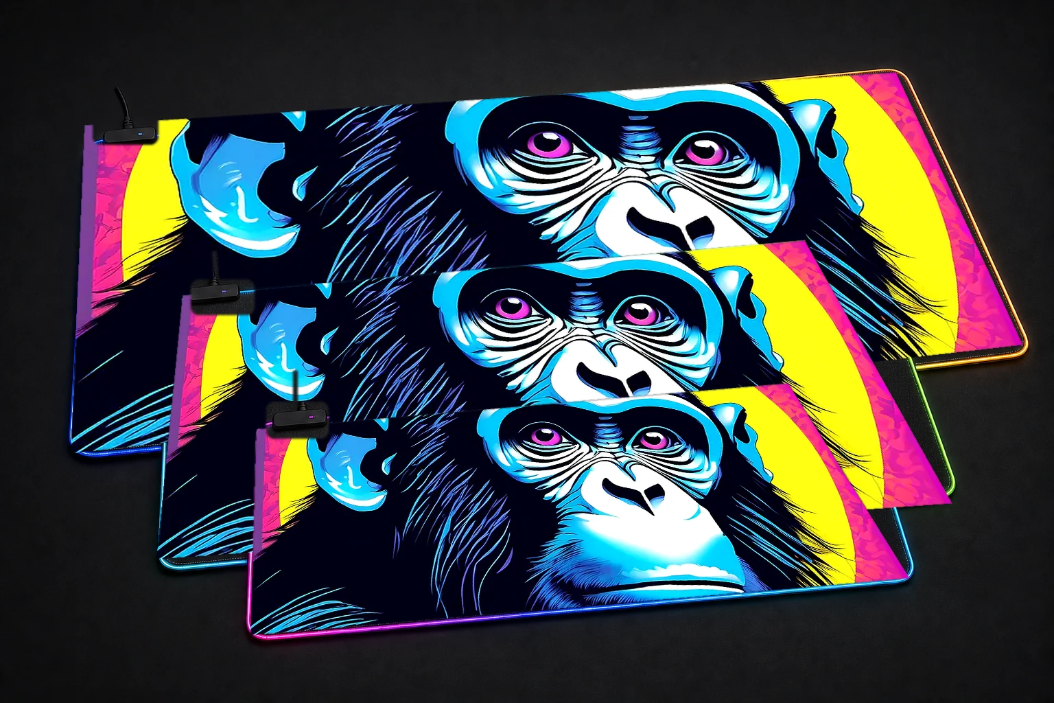 Animal Forest RGB Desk Mat three-size comparison