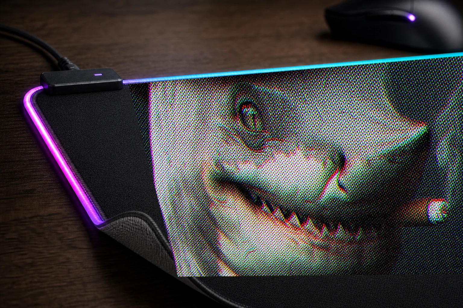Shark smoke RGB Desk Mat controller and material detail