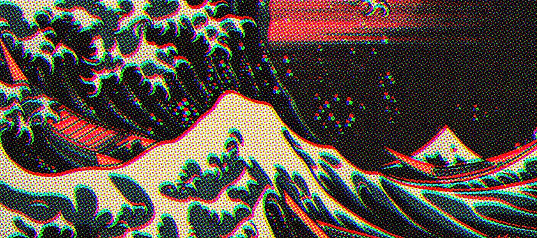 Japanese Waves RGB Desk Mat full-width design preview