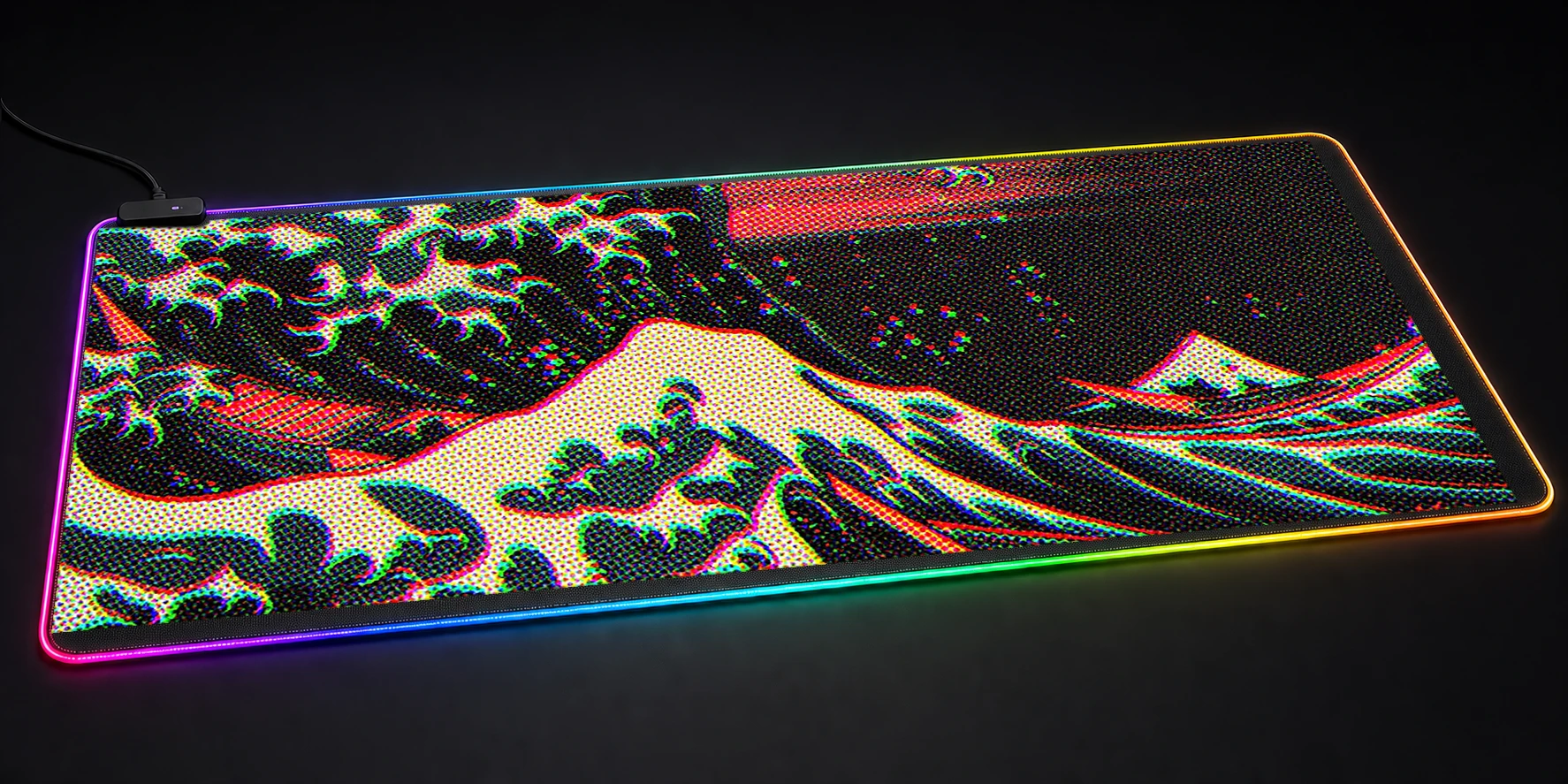Japanese Waves RGB Desk Mat RGB desk mat
