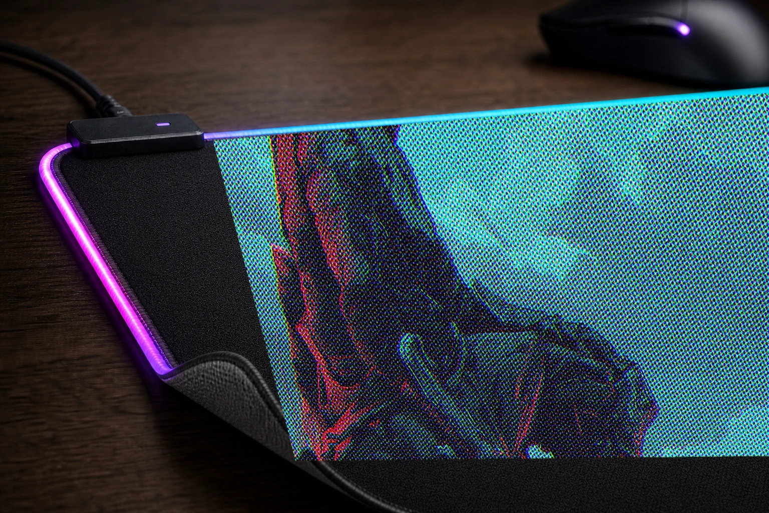 Sword Warrior RGB Desk Mat controller and material detail