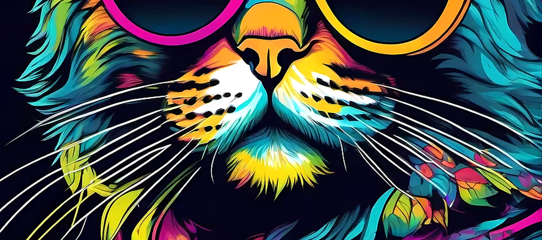 Cat RGB Desk Mat full-width design preview