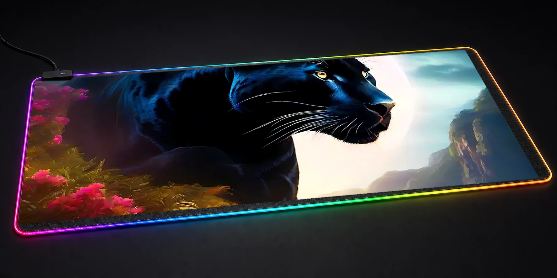 Black Panther RGB Desk Mat RGB desk mat