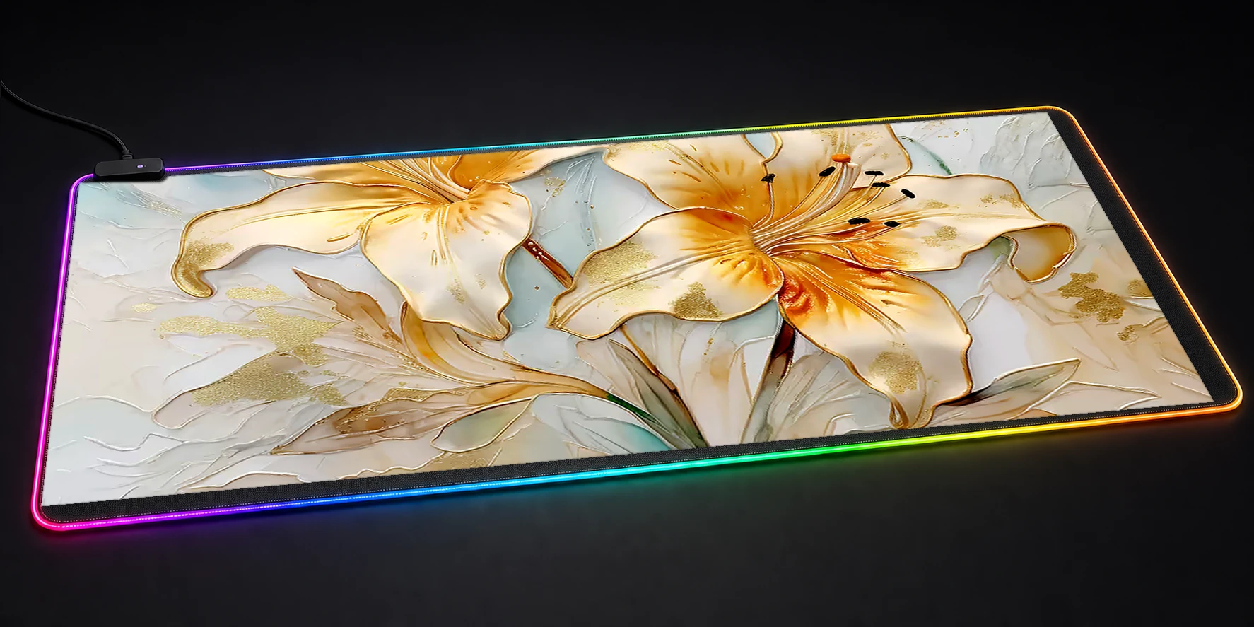 flower art RGB Desk Mat RGB desk mat