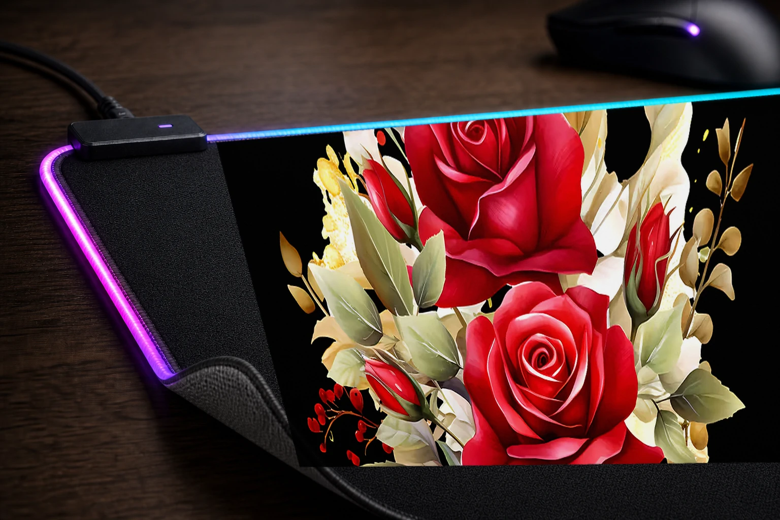 flower art RGB Desk Mat controller and material detail