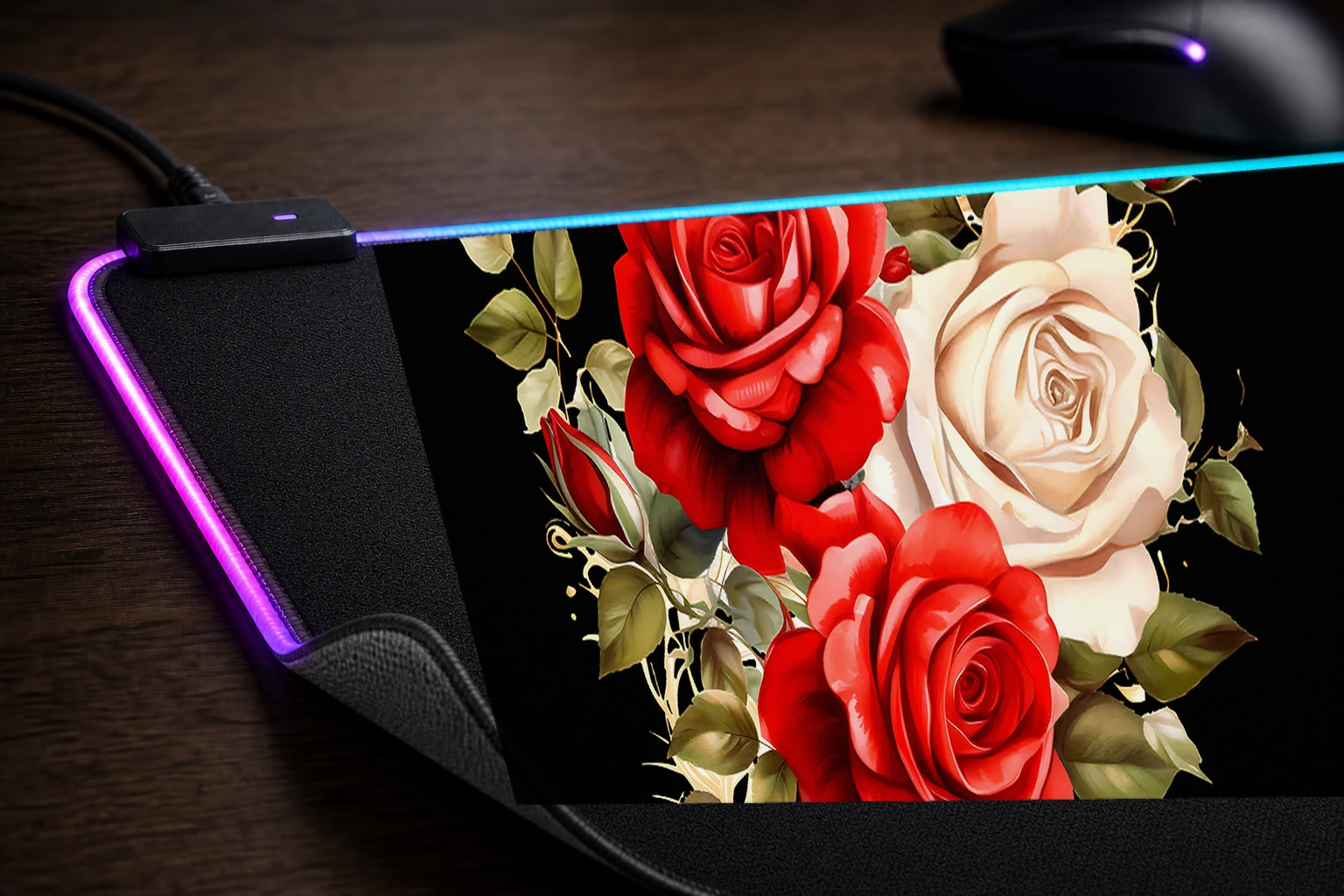 flower art RGB Desk Mat controller and material detail