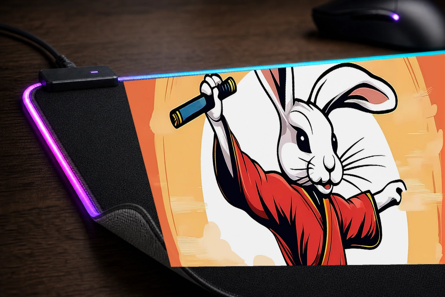 Rabbit RGB Desk Mat controller and material detail