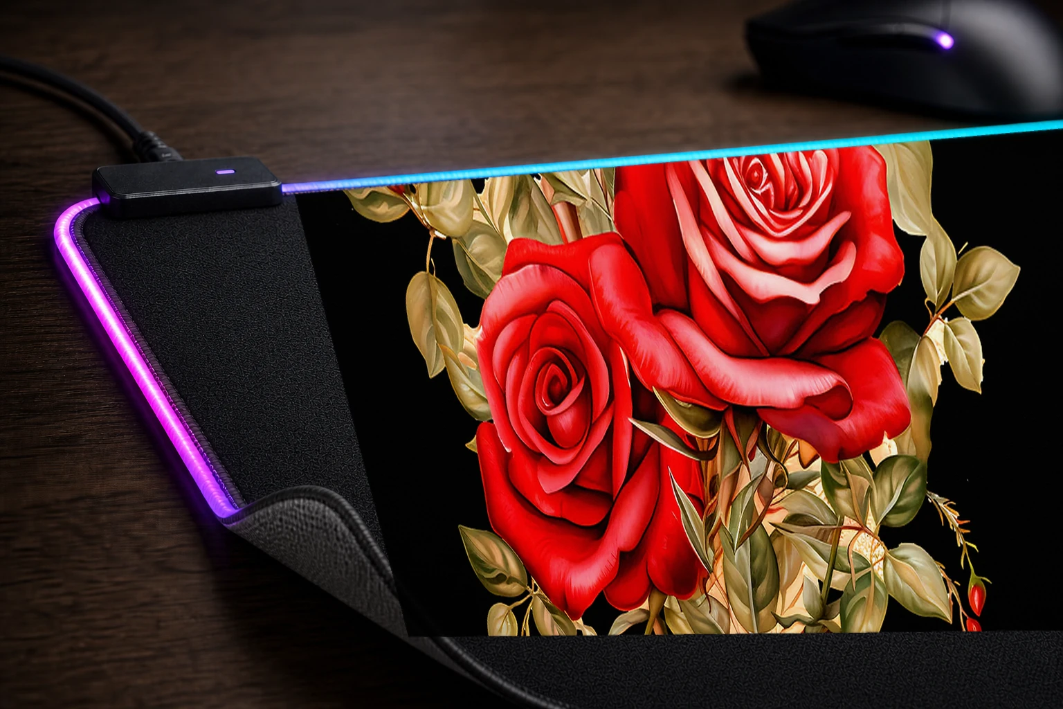 flower art RGB Desk Mat controller and material detail