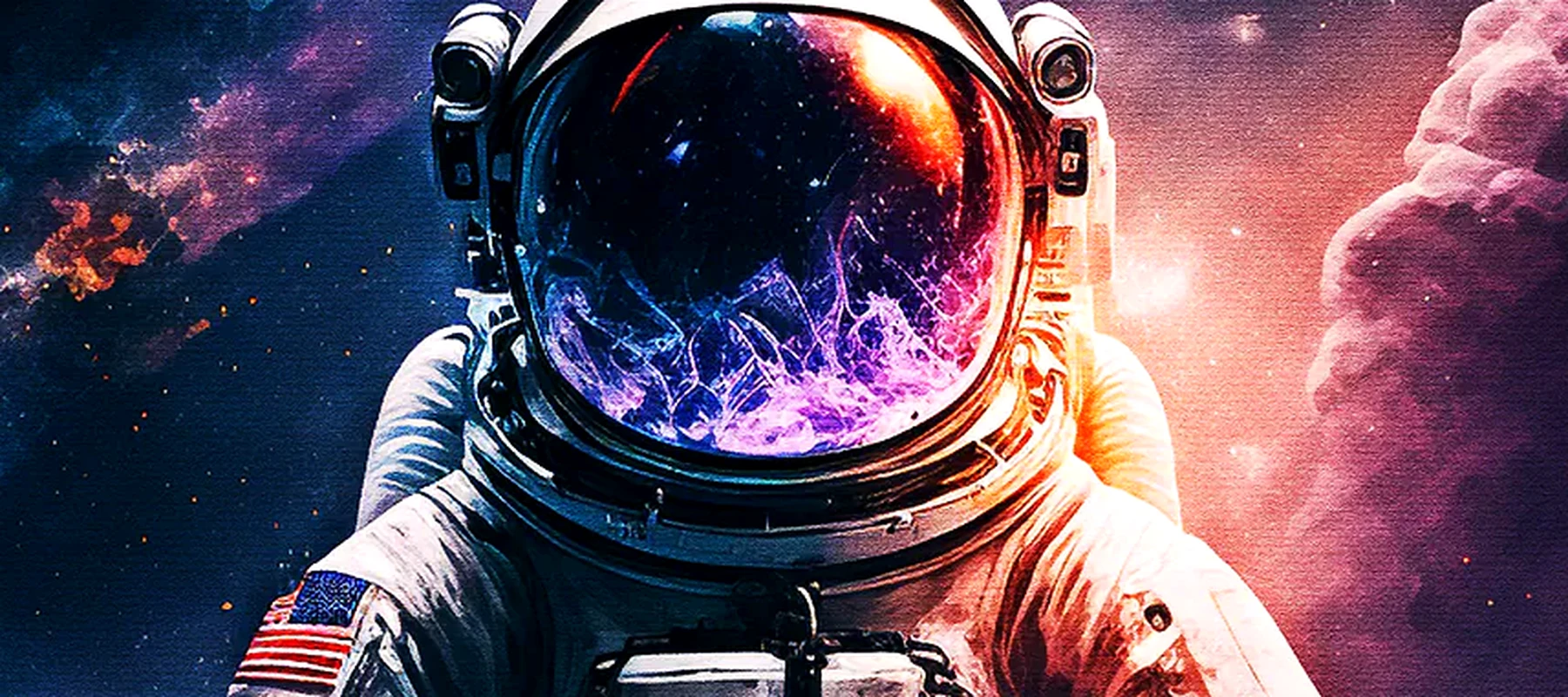 Astronaut in space RGB Desk Mat full-width design preview