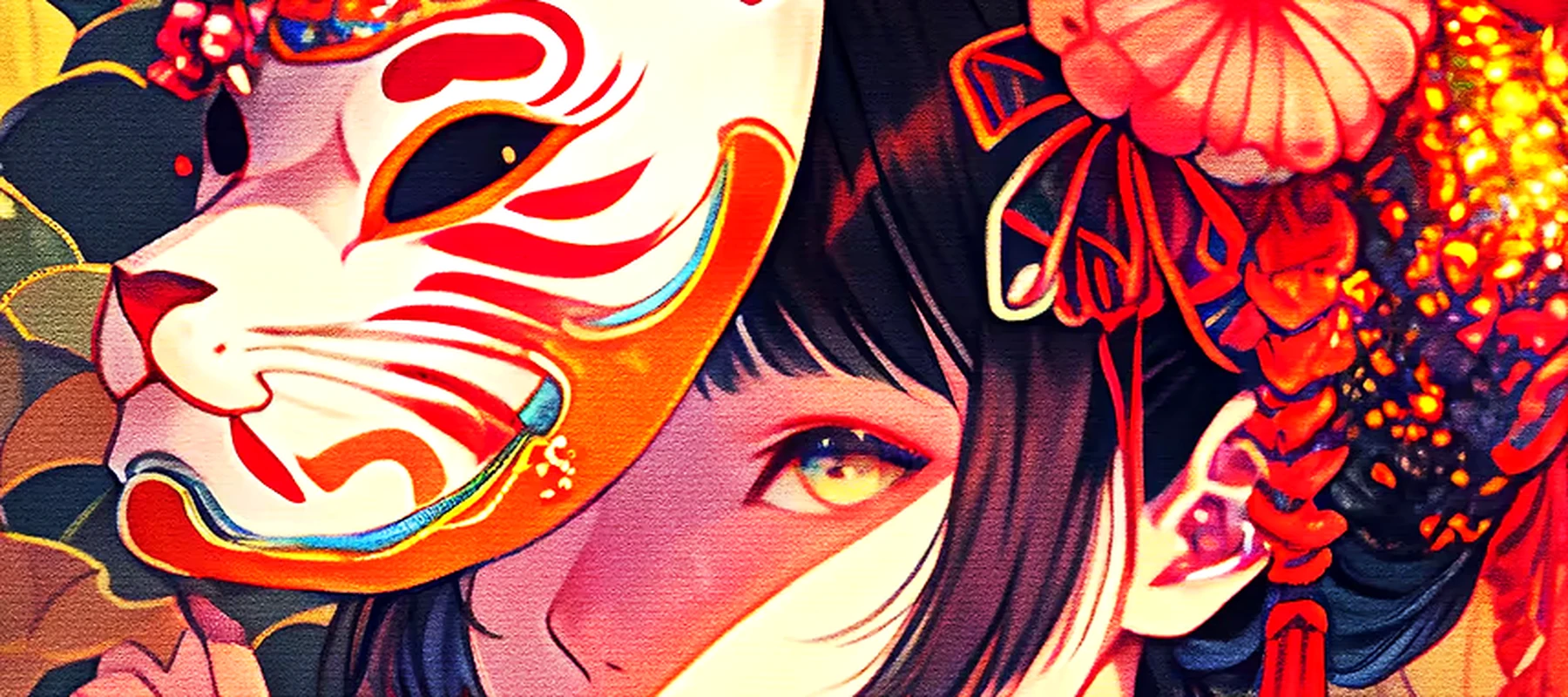 Cute girl wearing a mask RGB Desk Mat full-width design preview