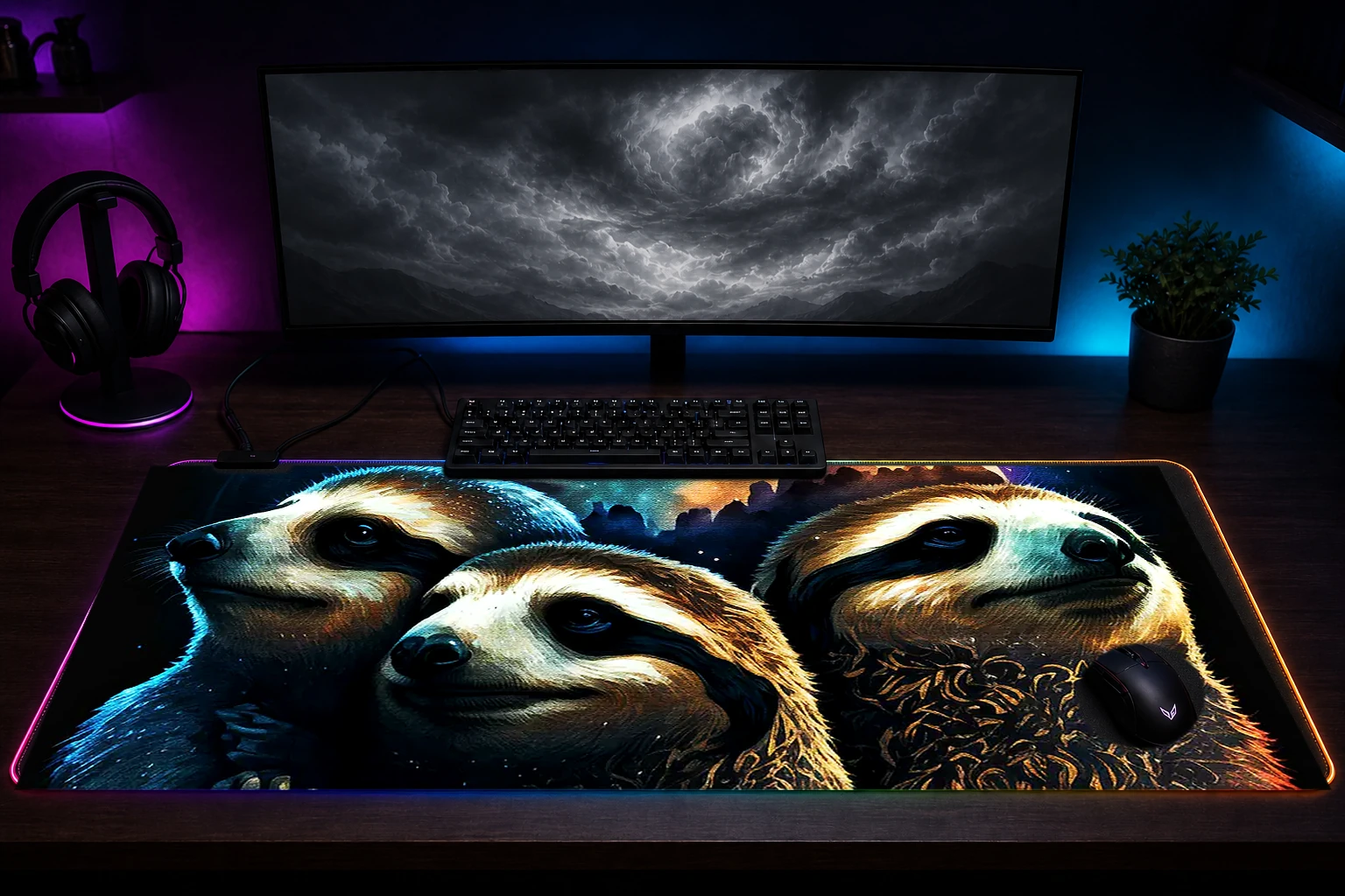 The animals Brother RGB Desk Mat immersive setup scene