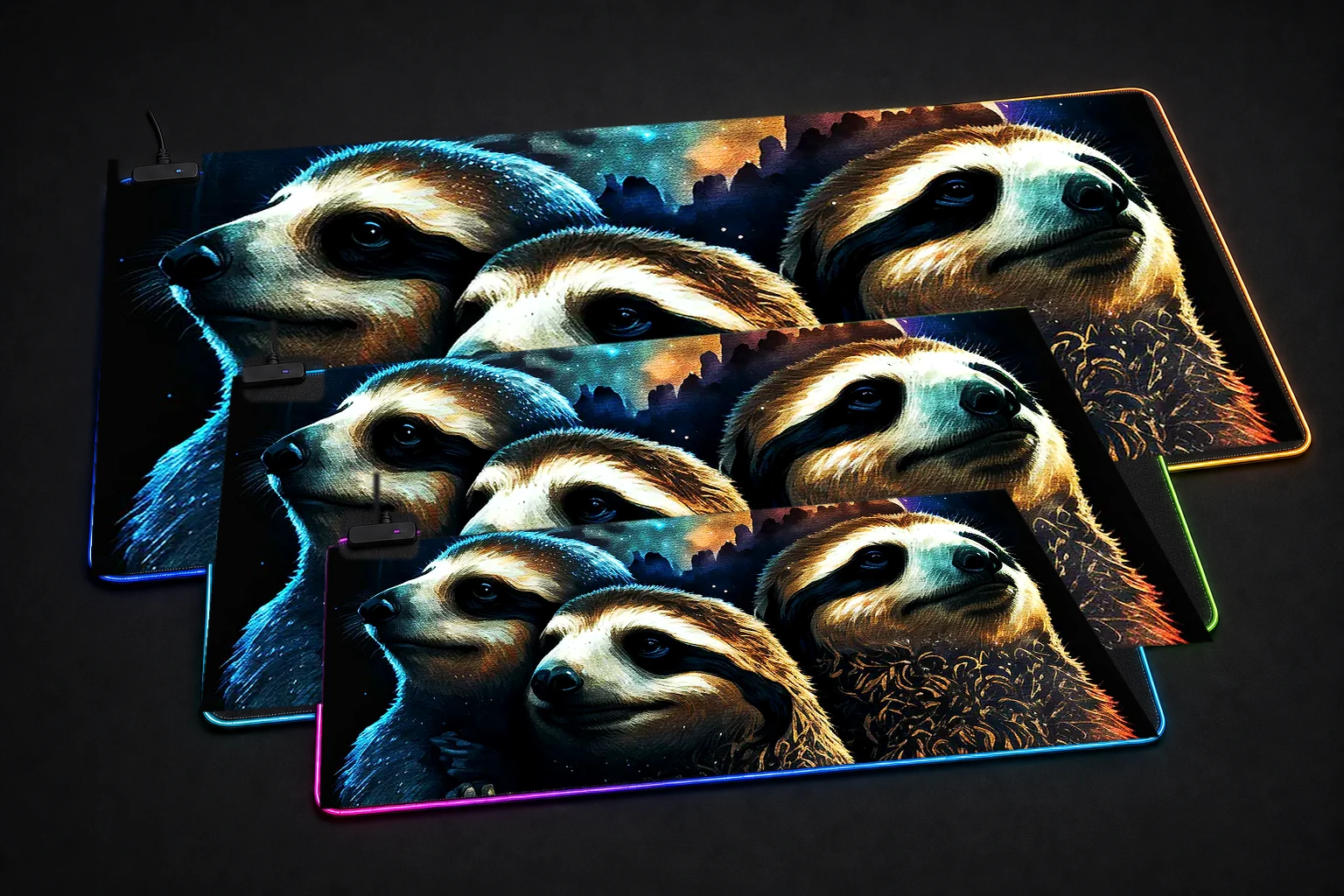 The animals Brother RGB Desk Mat three-size comparison