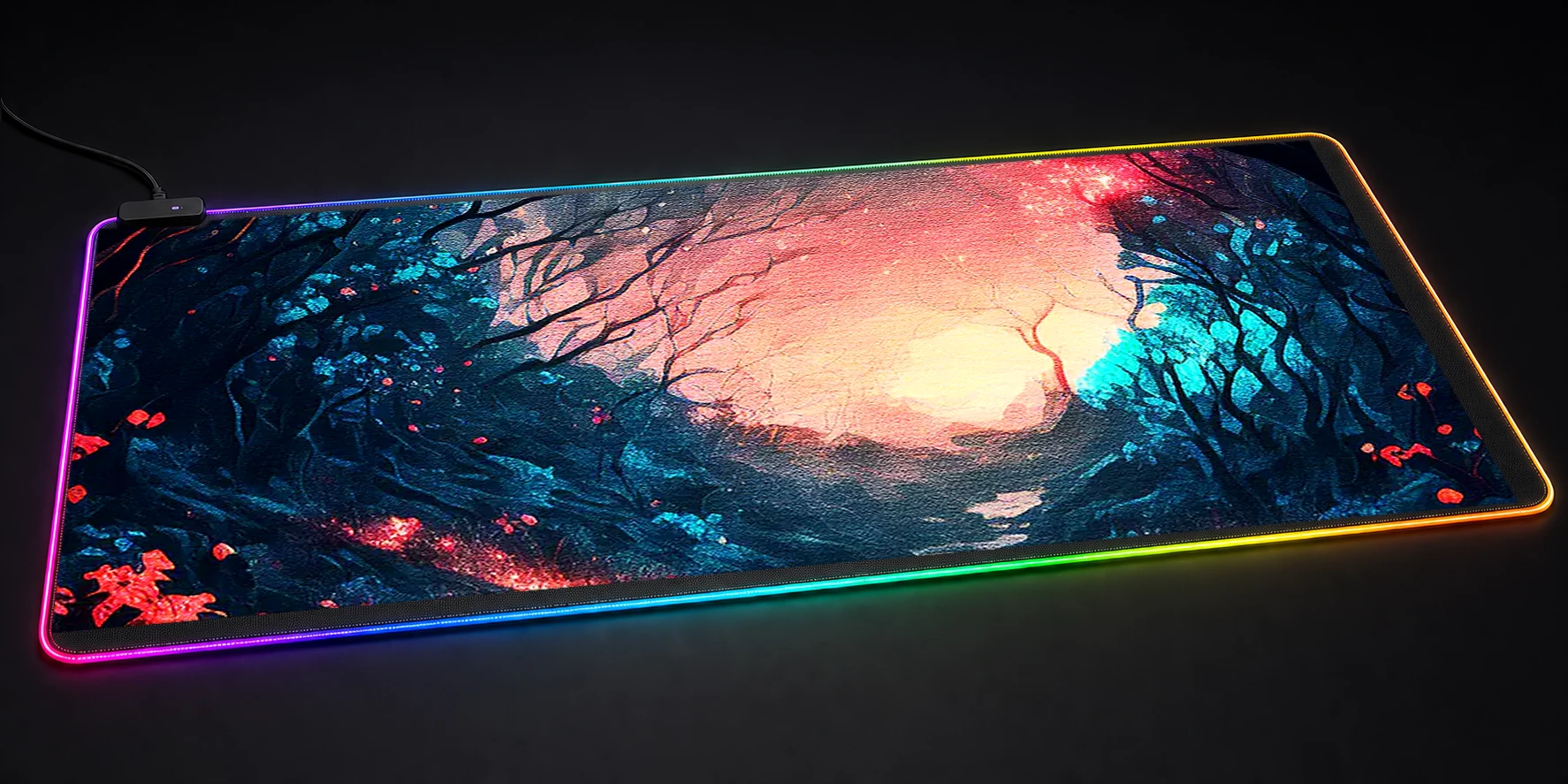 Magic River in Forest RGB Desk Mat RGB desk mat