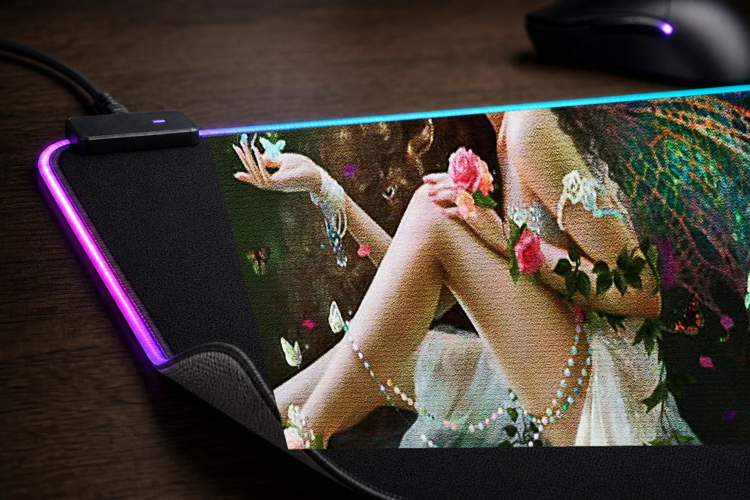 Fairy Tale RGB Desk Mat controller and material detail