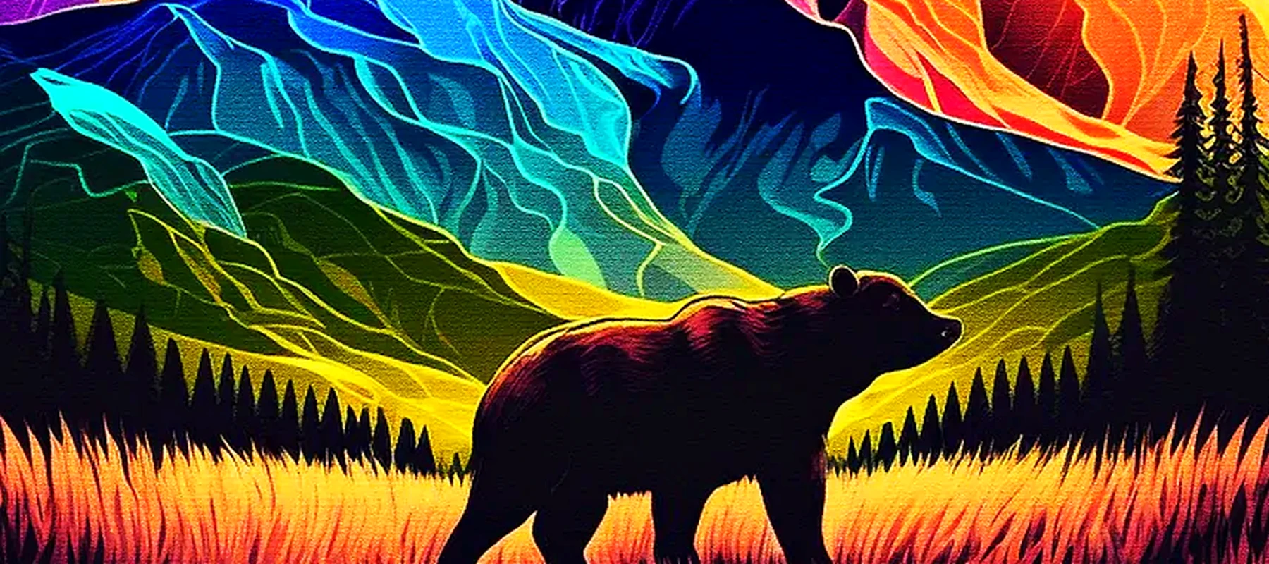Colorful in Forest RGB Desk Mat full-width design preview