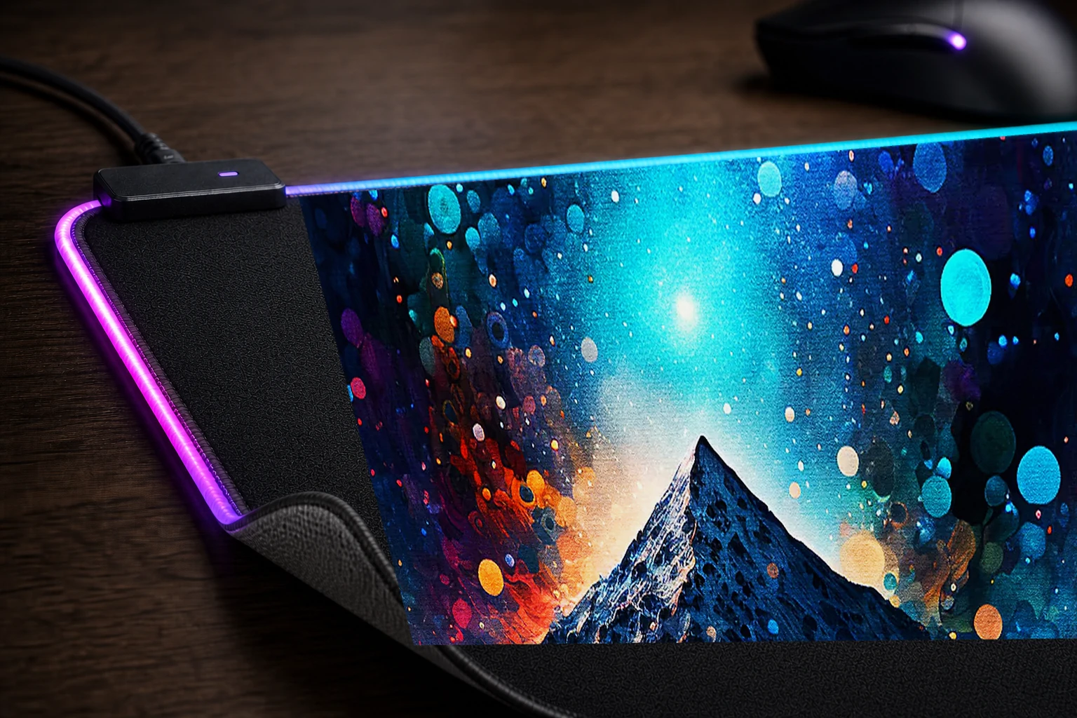Bubbles Art Nature RGB Desk Mat controller and material detail