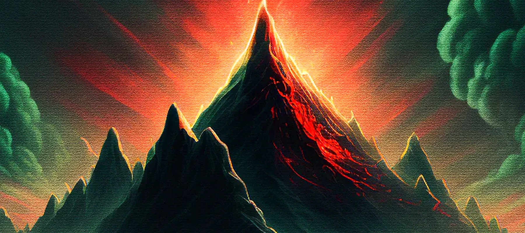 Mystical Mountains RGB Desk Mat full-width design preview