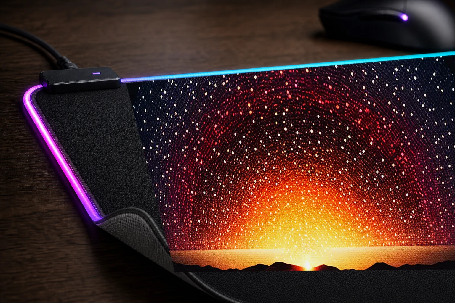 Fantasy Bubble Art RGB Desk Mat controller and material detail