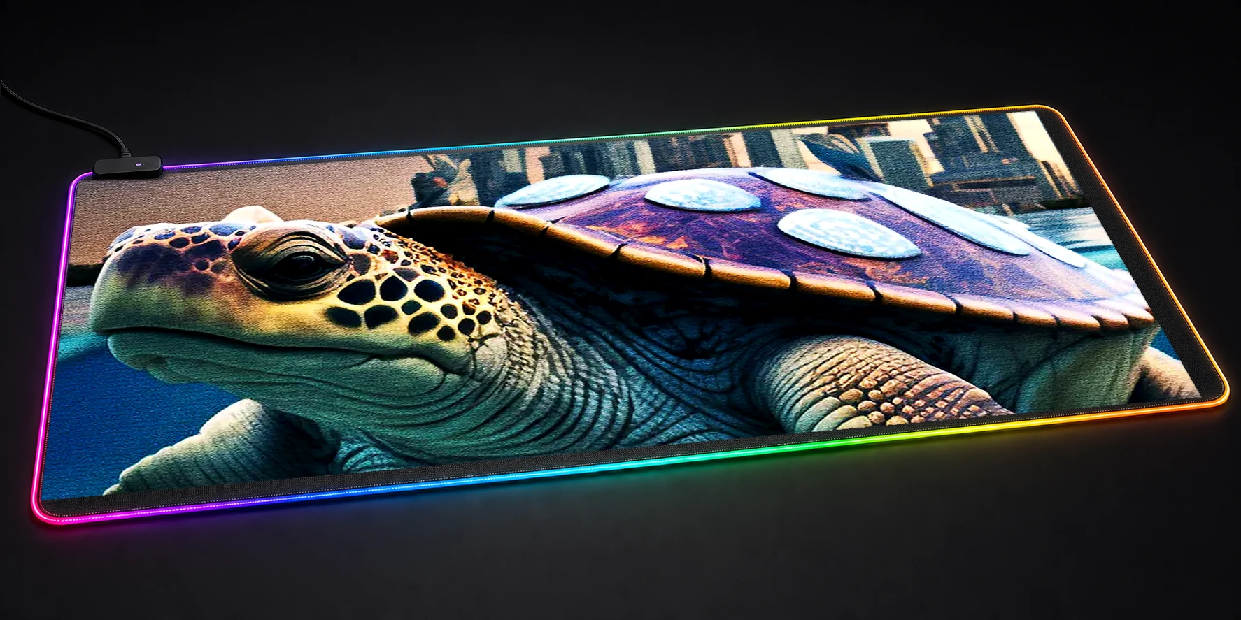 Turtle Journey to the City RGB Desk Mat RGB desk mat