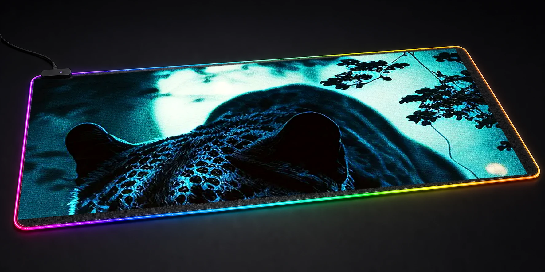 Panther In The Dark Forest RGB Desk Mat RGB desk mat