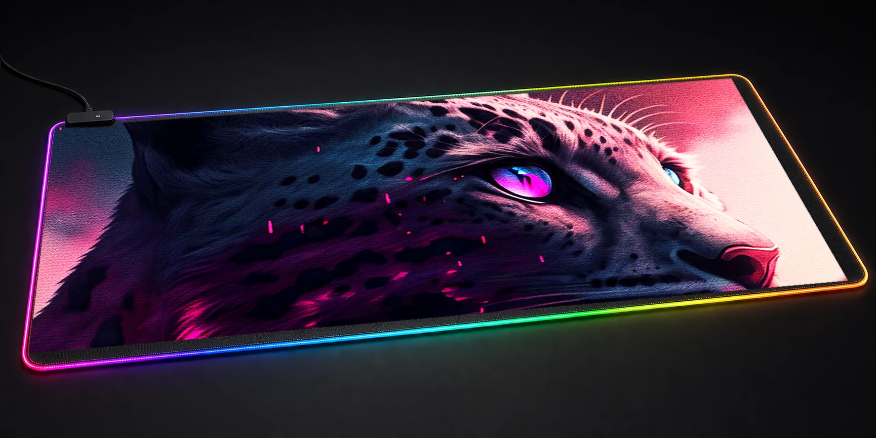 Leopard Portrait RGB Desk Mat RGB desk mat