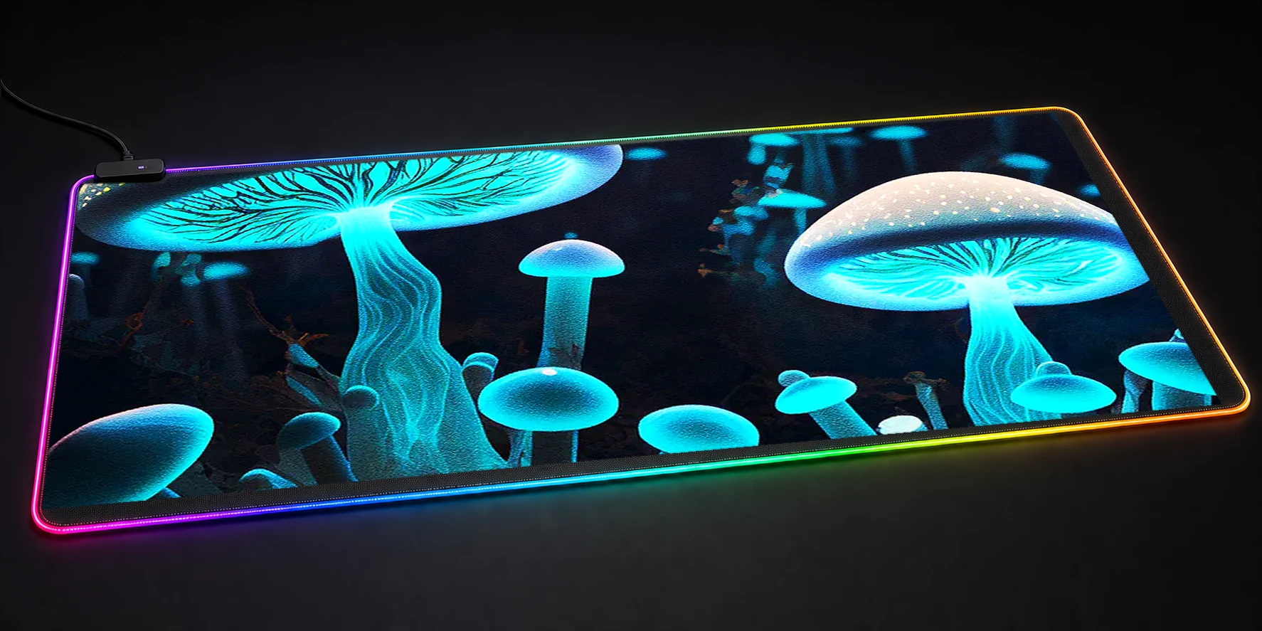 Neon Mushroom RGB Desk Mat RGB desk mat