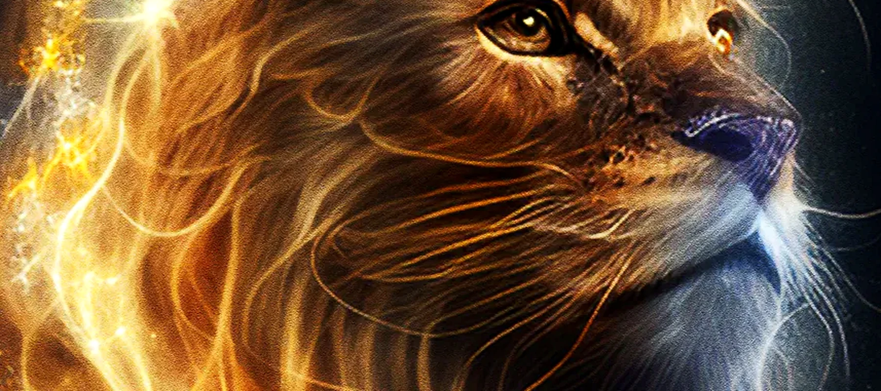 Lion Line art RGB Desk Mat full-width design preview