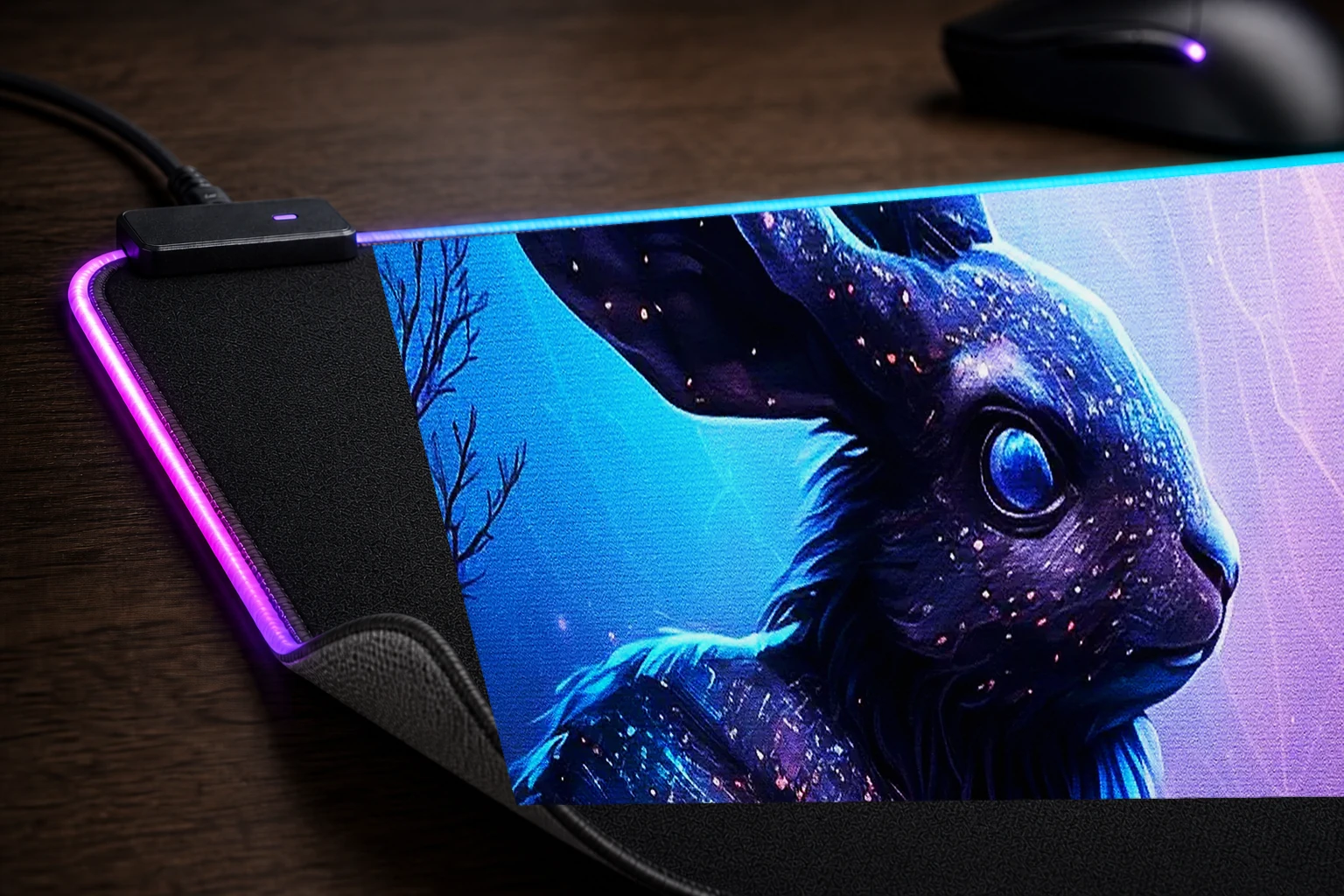 Painting Rabbit RGB Desk Mat controller and material detail