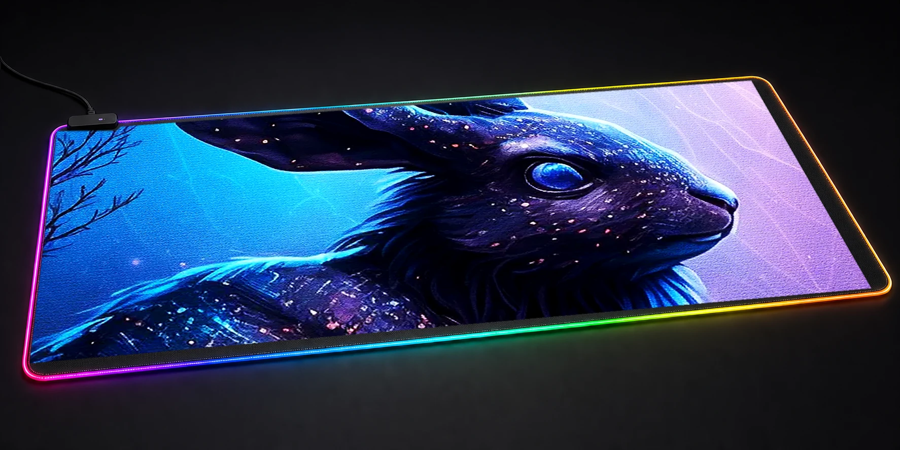 Painting Rabbit RGB Desk Mat RGB desk mat