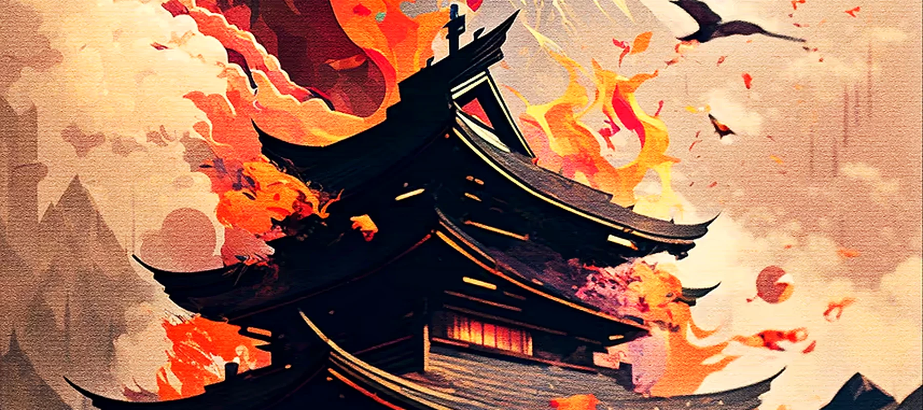 Fantasy Japan Art RGB Desk Mat full-width design preview