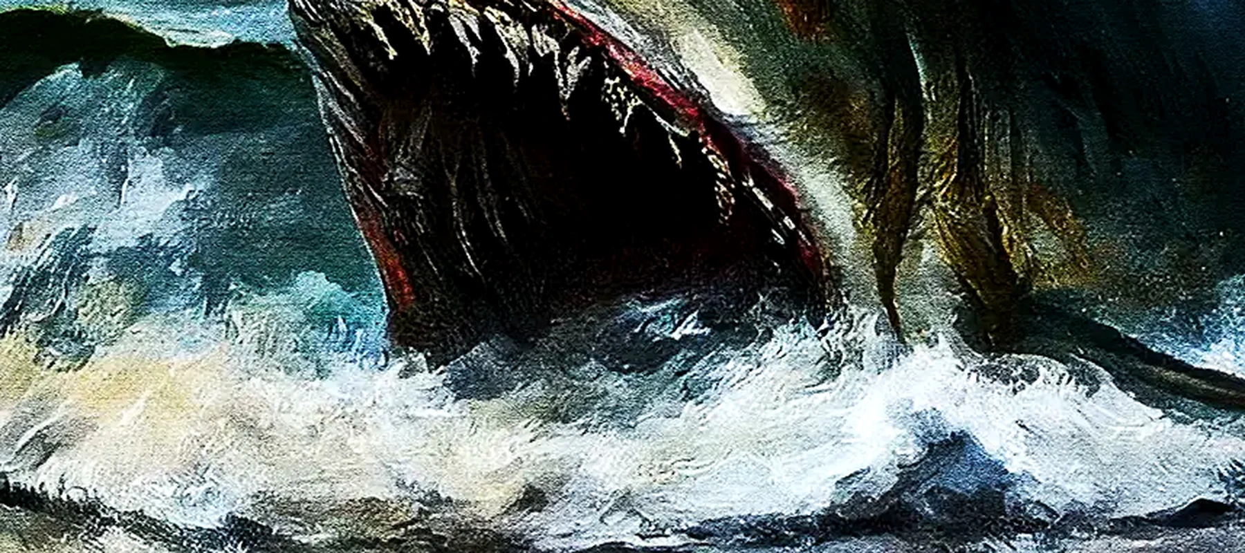 Towering Shark monster RGB Desk Mat full-width design preview