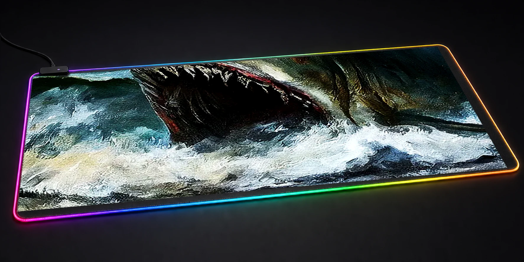 Towering Shark monster RGB Desk Mat RGB desk mat