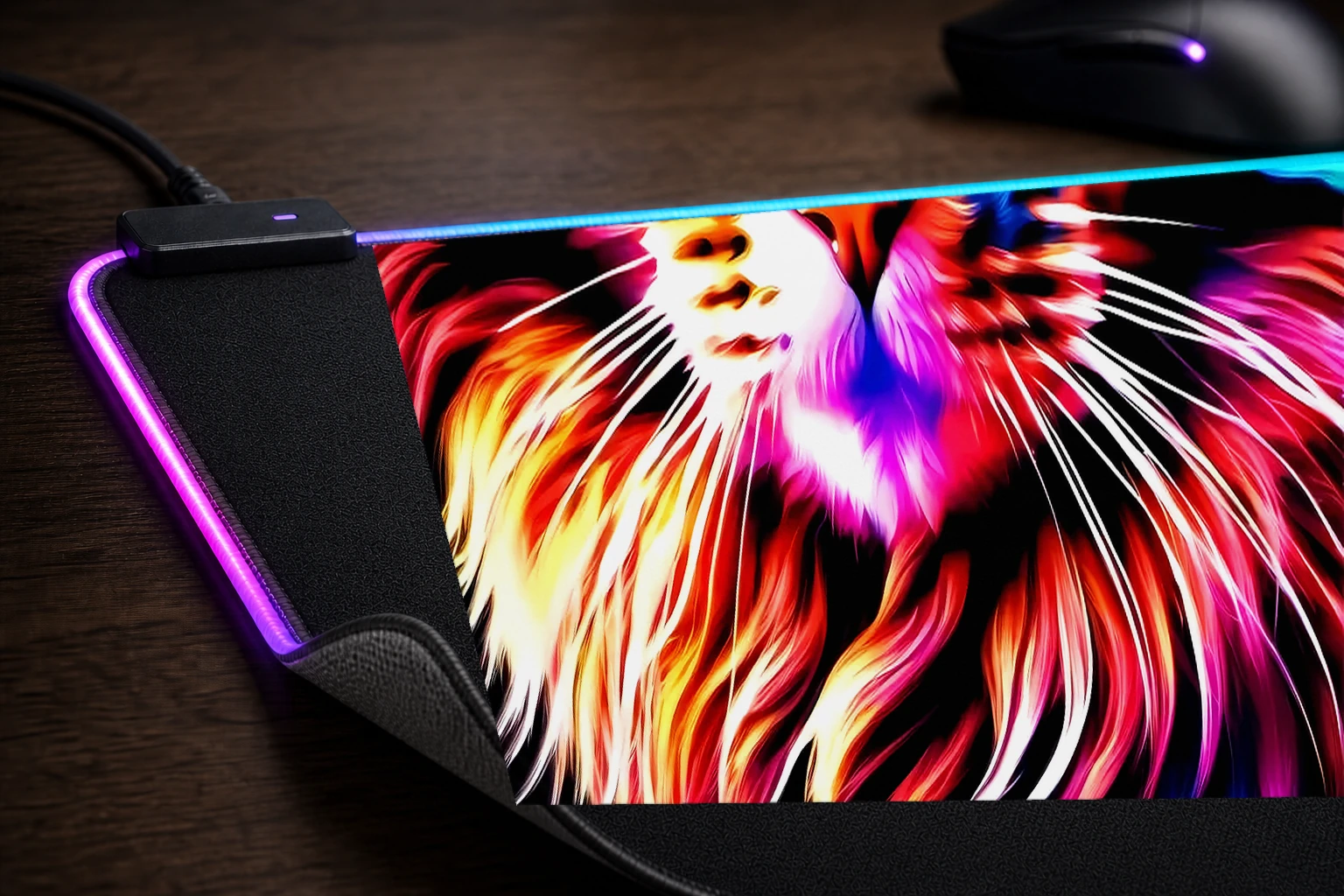 Cat RGB Desk Mat controller and material detail